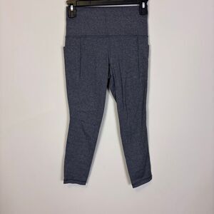 Athleta Heathered Grey High Waisted Salutation Stash Pocket 7/8 Tights XS P